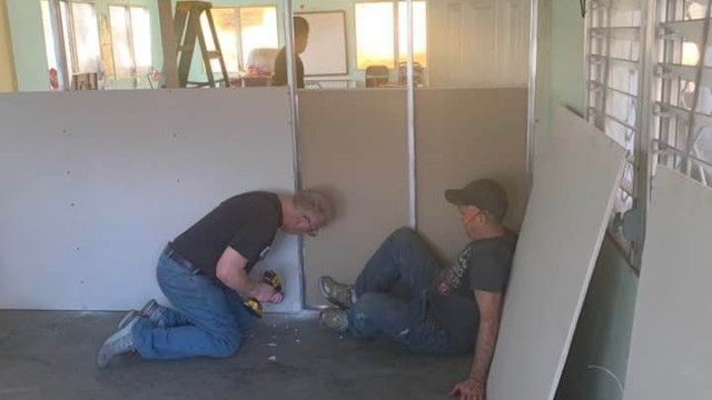 Building new walls to replace old moldy ones