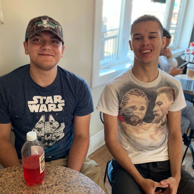 This picture is from the Knoebels trip when they stopped at a coffee shop