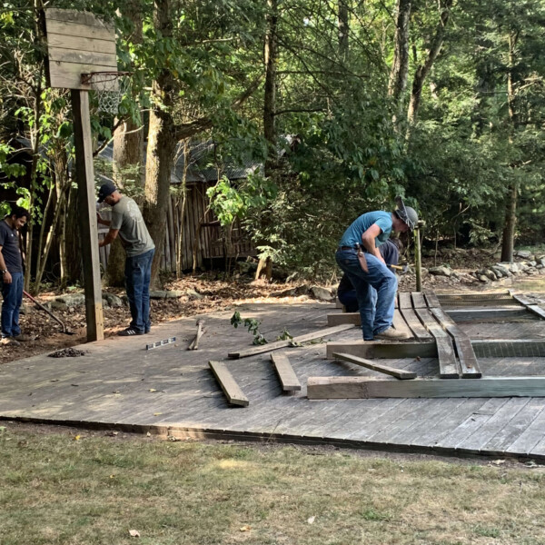 Disassembling the back stop at Circle K
