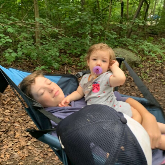 A niece and nephew camping at Gettysburg