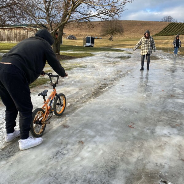 I didn't get many pictures at Christmas, just ones of my cousins on my parent's frozen river of a driveway.