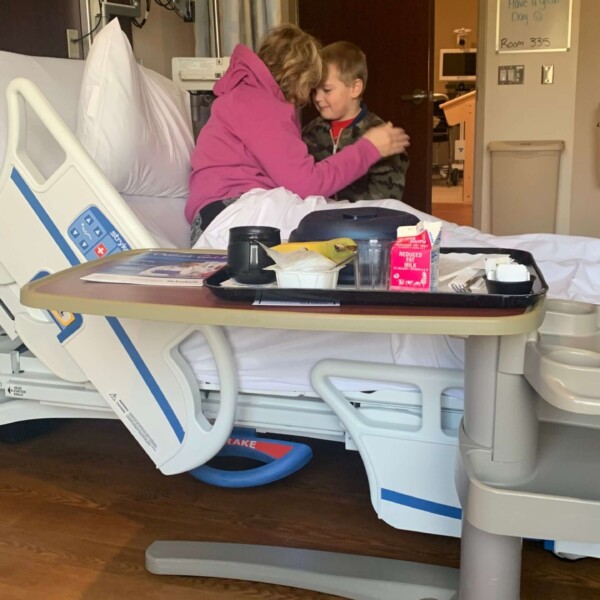 Mom and the very worried Finn in the hospital.