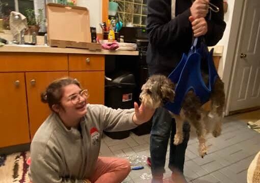 Hani being spun in her sling ft. Hannah's thumb