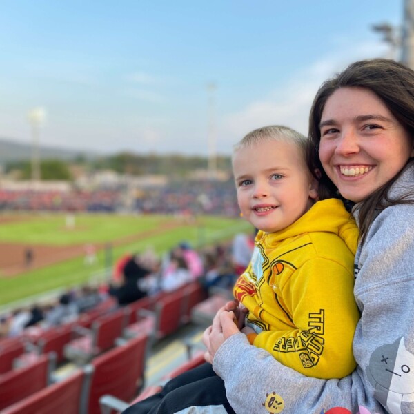 Rowan and me at the baseball game.