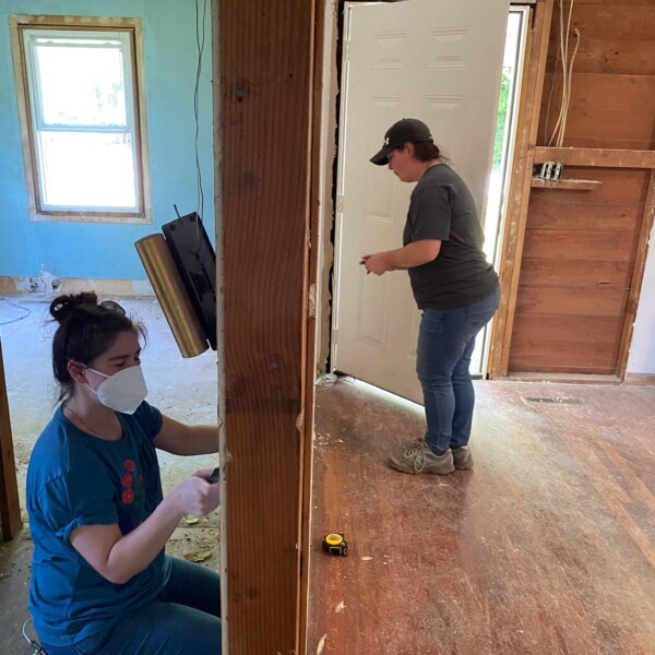 Joel had Danielle and I patch holes in the walls. The next day, we tore out the drywall. It was god practice at least!